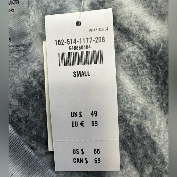 ABERCROMBIE & FITCH Wash Effect Sharkbite V-Neck Sweatshirt, Size SMALL - Picture 14 of 14